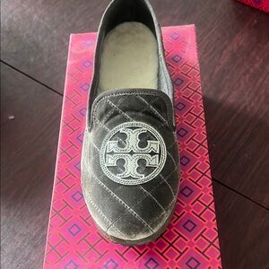 Tory Burch Gray Quilted Slippers